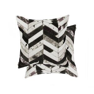 Natural Home Decor Torino Chevron Cowhide Pillow | 2-Piece | Black & natural